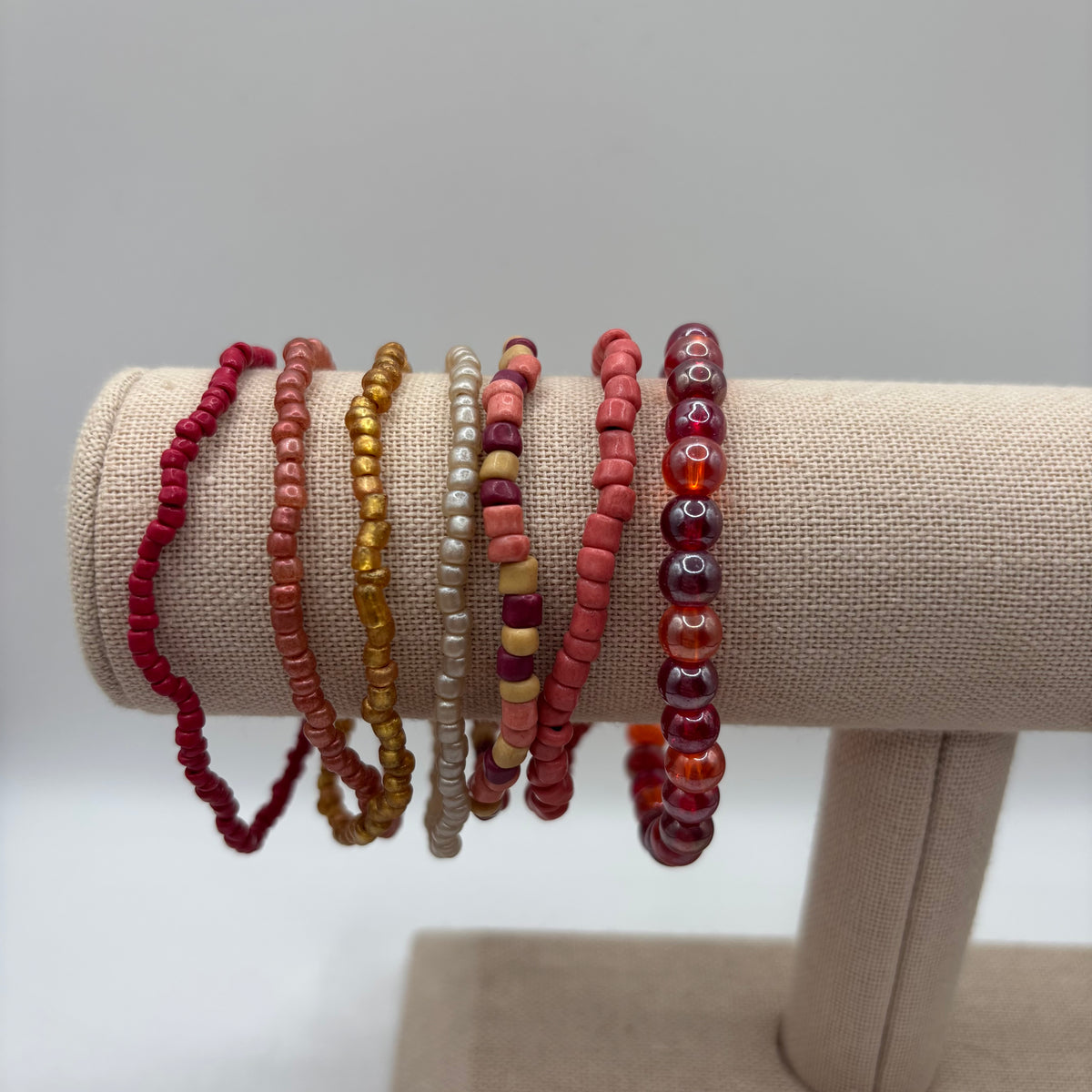 Red, Pink, Orange Bracelet Set