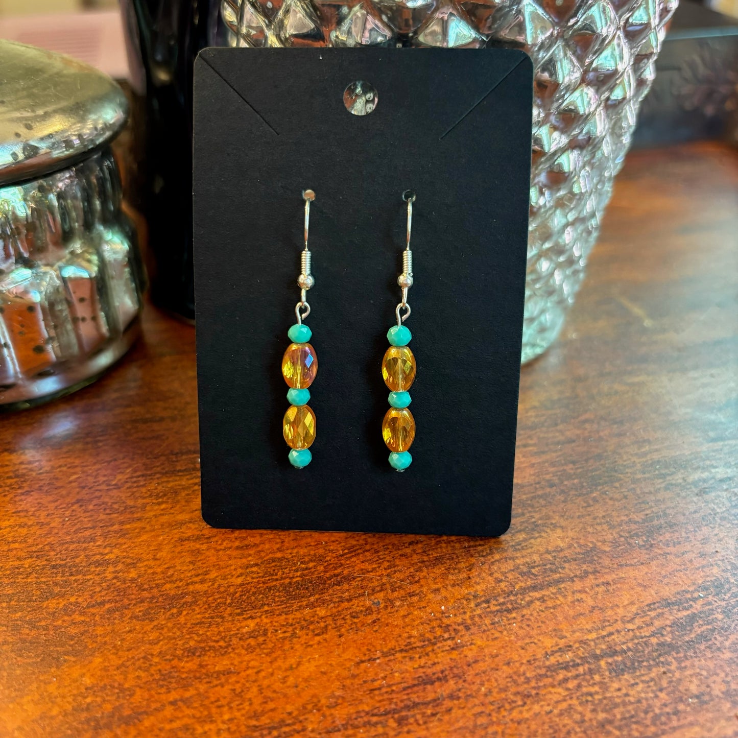Showgirl Inspired Earrings - Medium Orange Oval Beads