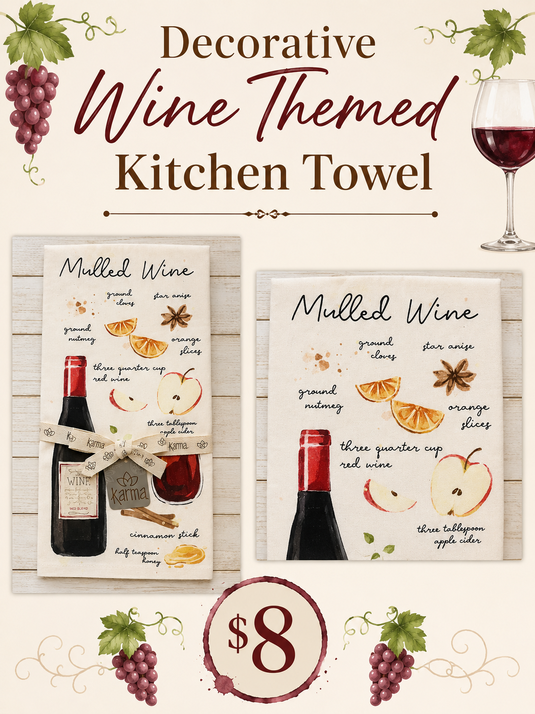 Wine Themed Kitchen Towels