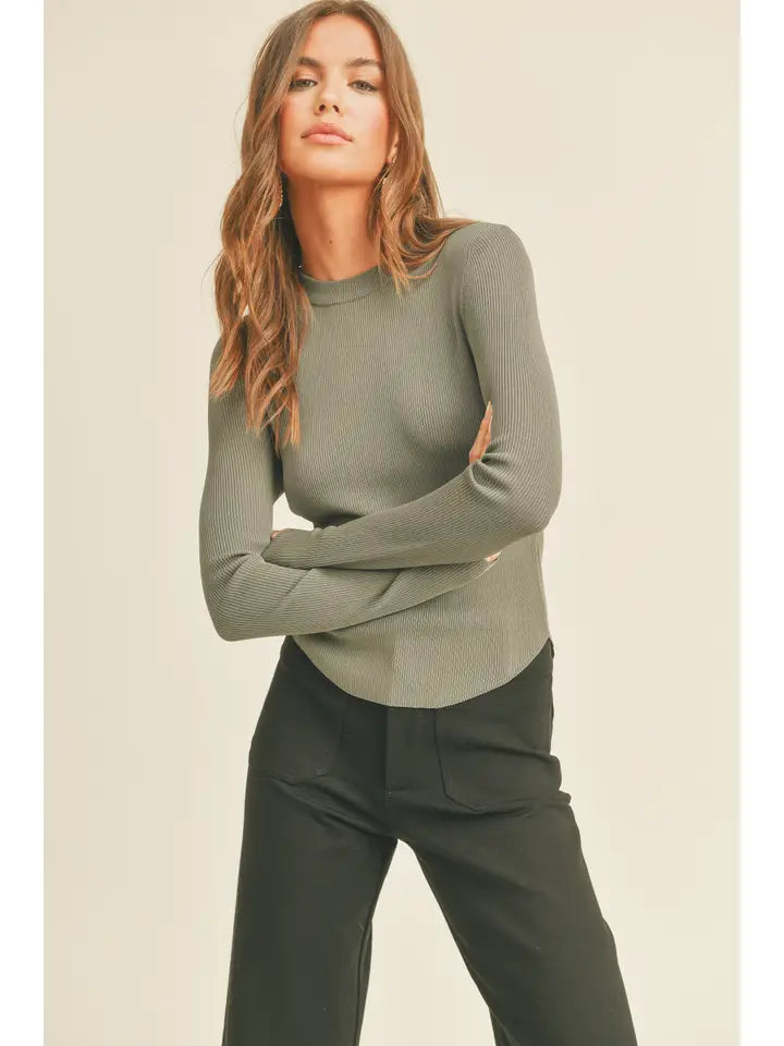 Olive Ribbed Long Sleeve