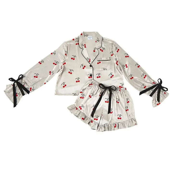 Short PJ + Velvet Ties Pajama Set