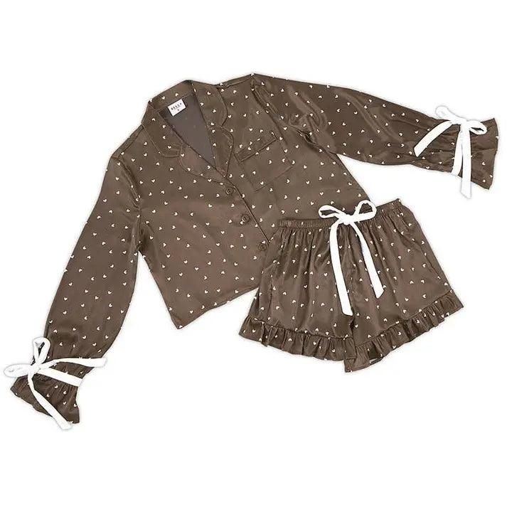 Short PJ + Velvet Ties Pajama Set