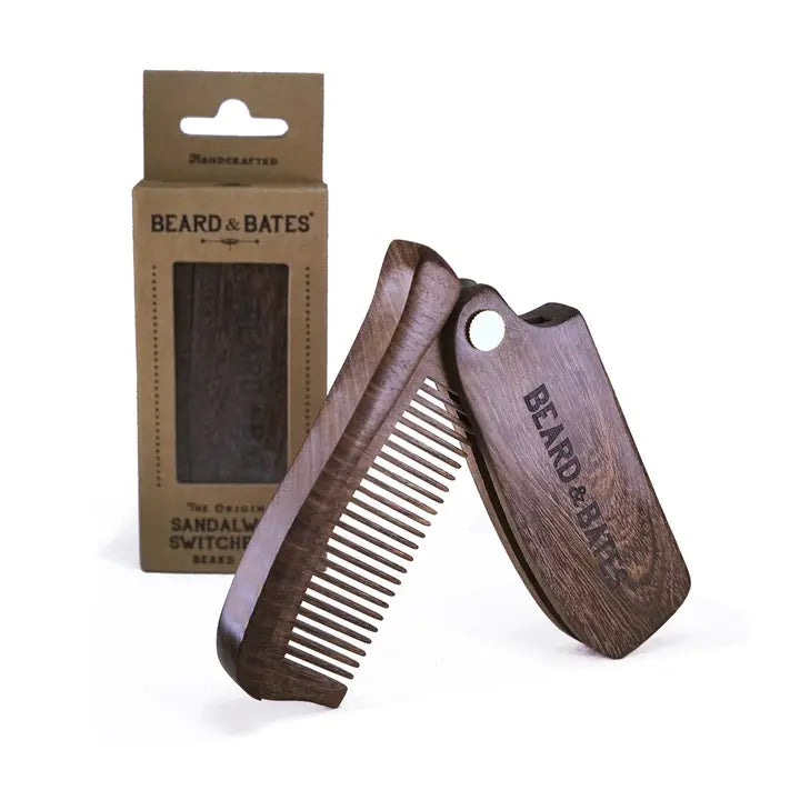 The Sandalwood Switchblade - the Original Wooden Beard Comb