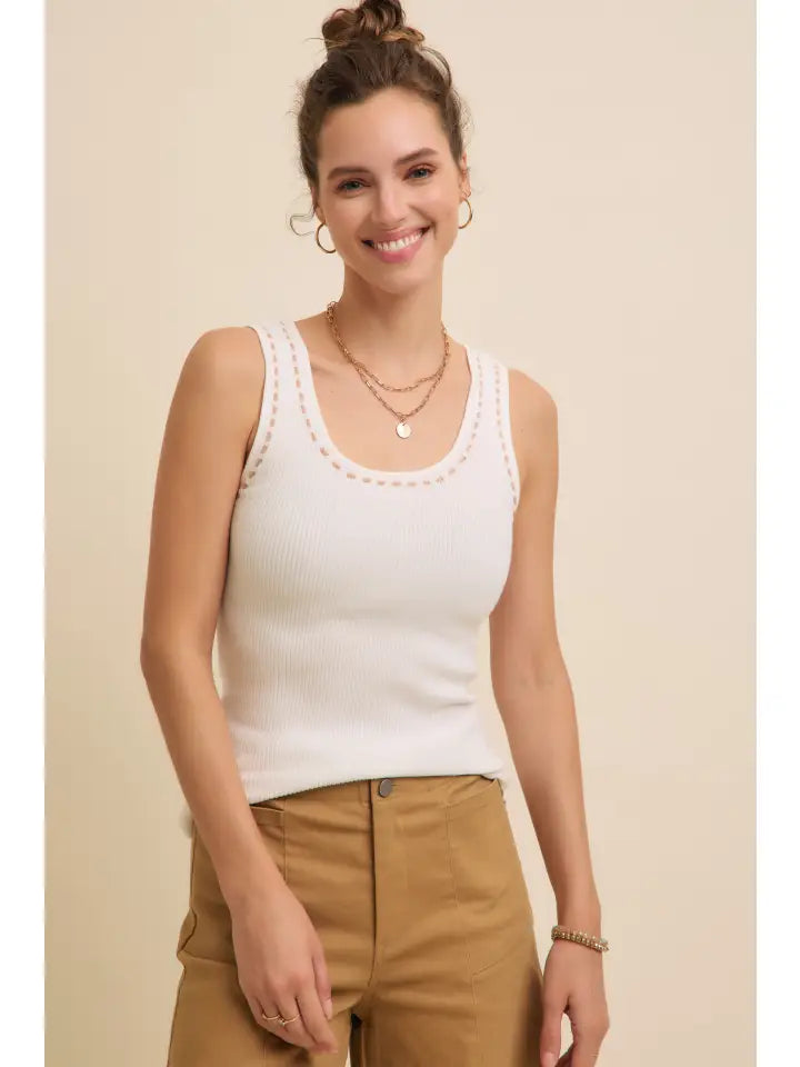 Contrast Stitch Top