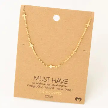 Dainty Cross Station Necklace