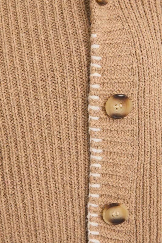 Stitch Detail Sweater Top With Cardigan
