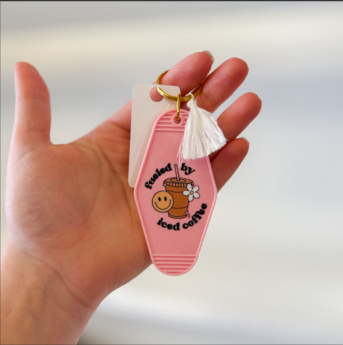 Fueled By Iced Coffee Motel Keychain