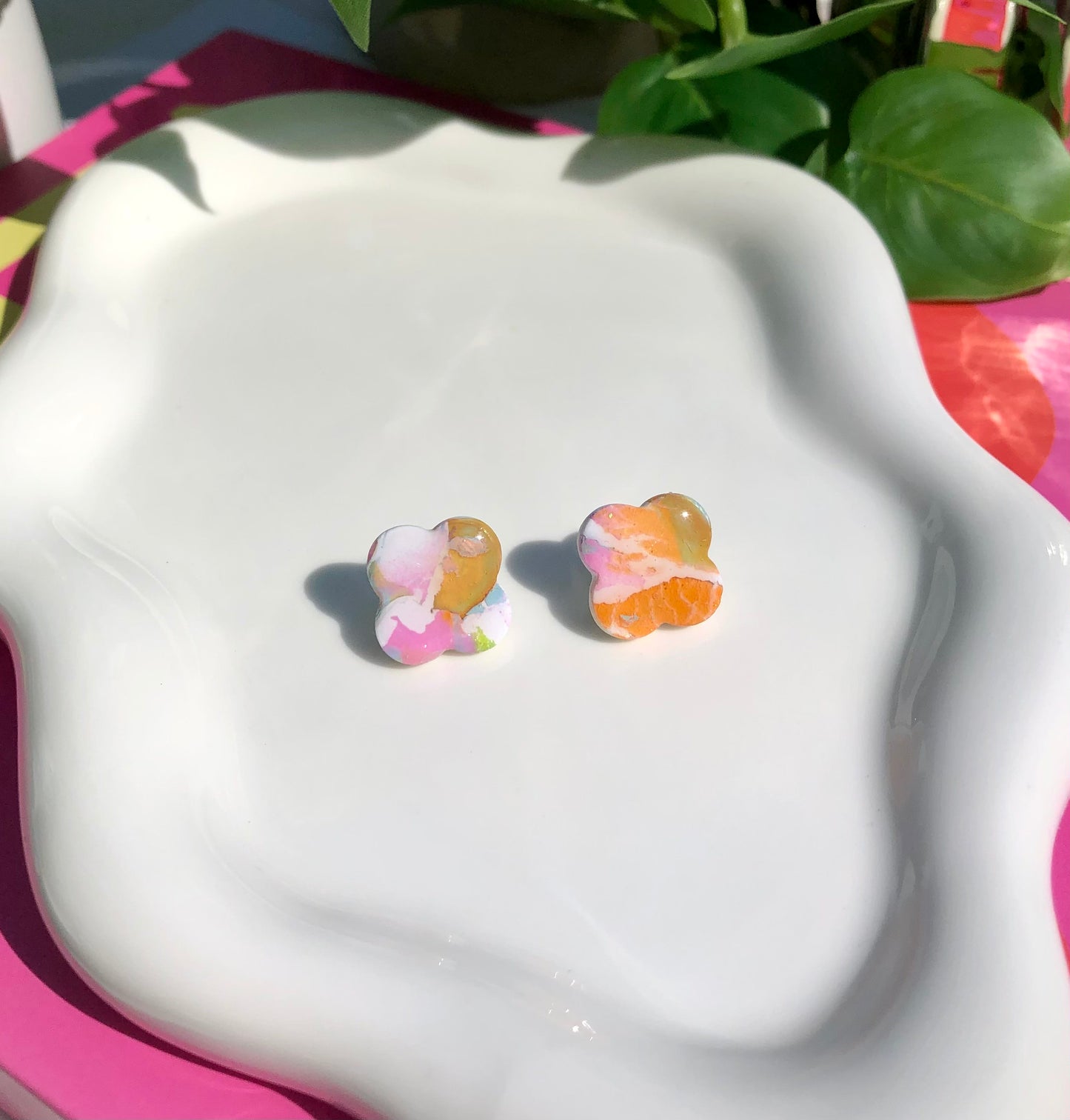 Painted Brights Clover Studs