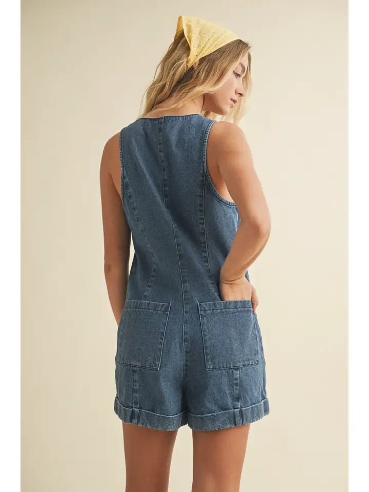 Sleevless Denim Romper