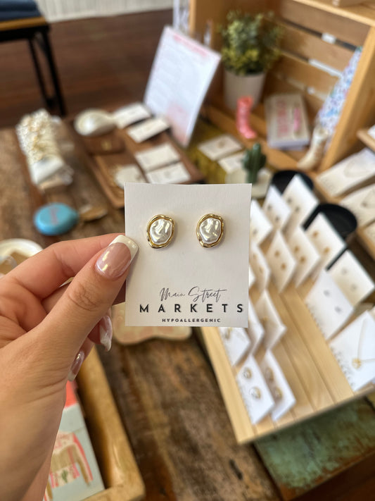 Gold Pearl Chunky Earrings