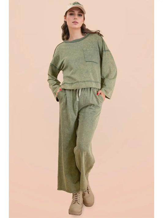 Mineral Washed Casual Knit Top