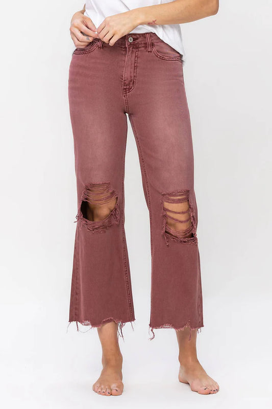 90's Vintage Super High Rise Crop Flare Jeans