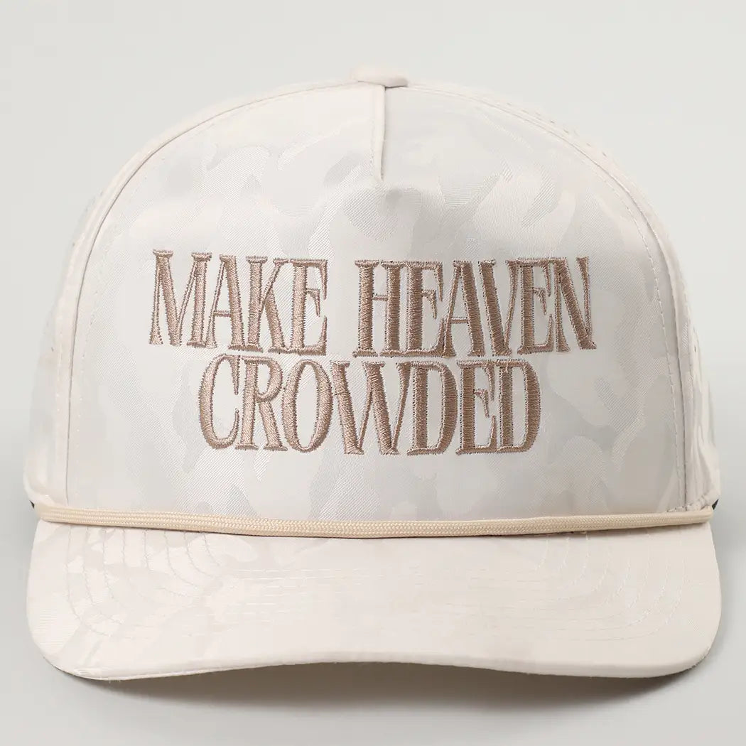 Make Heaven Crowded Embroidered White Camo Trucker Hat