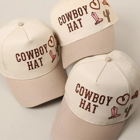 Cowboy Hat Cactus Heart Embroidery Trucker Hat