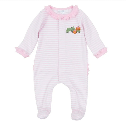 Pink Pumpkin Tractor Footie