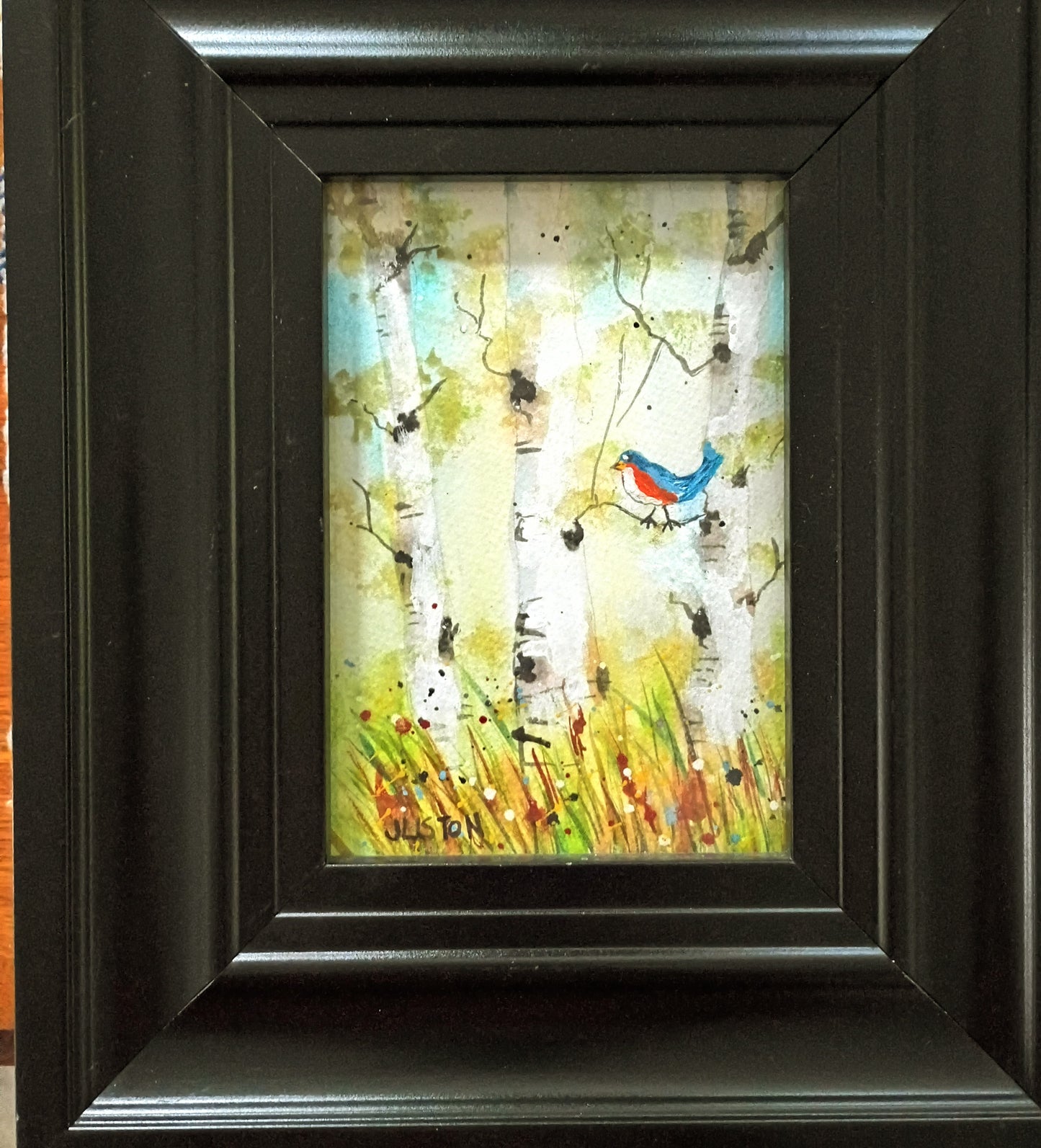 Bird in Trees - Framed Watercolor