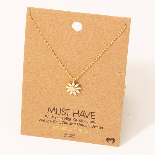 Dainty Daisy Flower Pendant Necklace