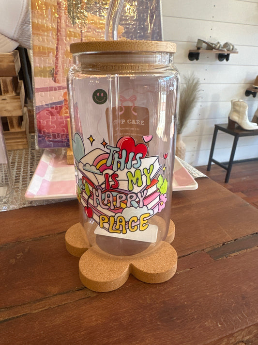 This Is My Happy Place 16oz Glass Cup