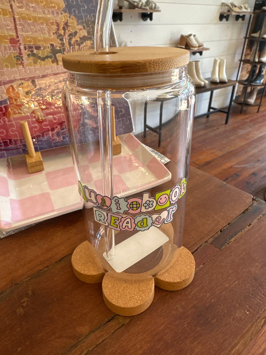 Audiobook Reader 16 oz Glass Cup