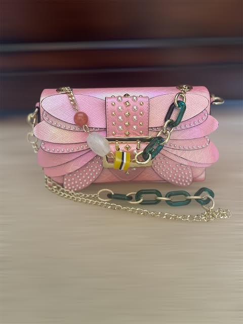 Pink Medium Handbag w/ Beaded Straps