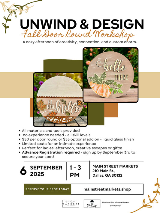 9/6/25 - Unwind & Design: Fall Door Round Workshop – Dallas, GA