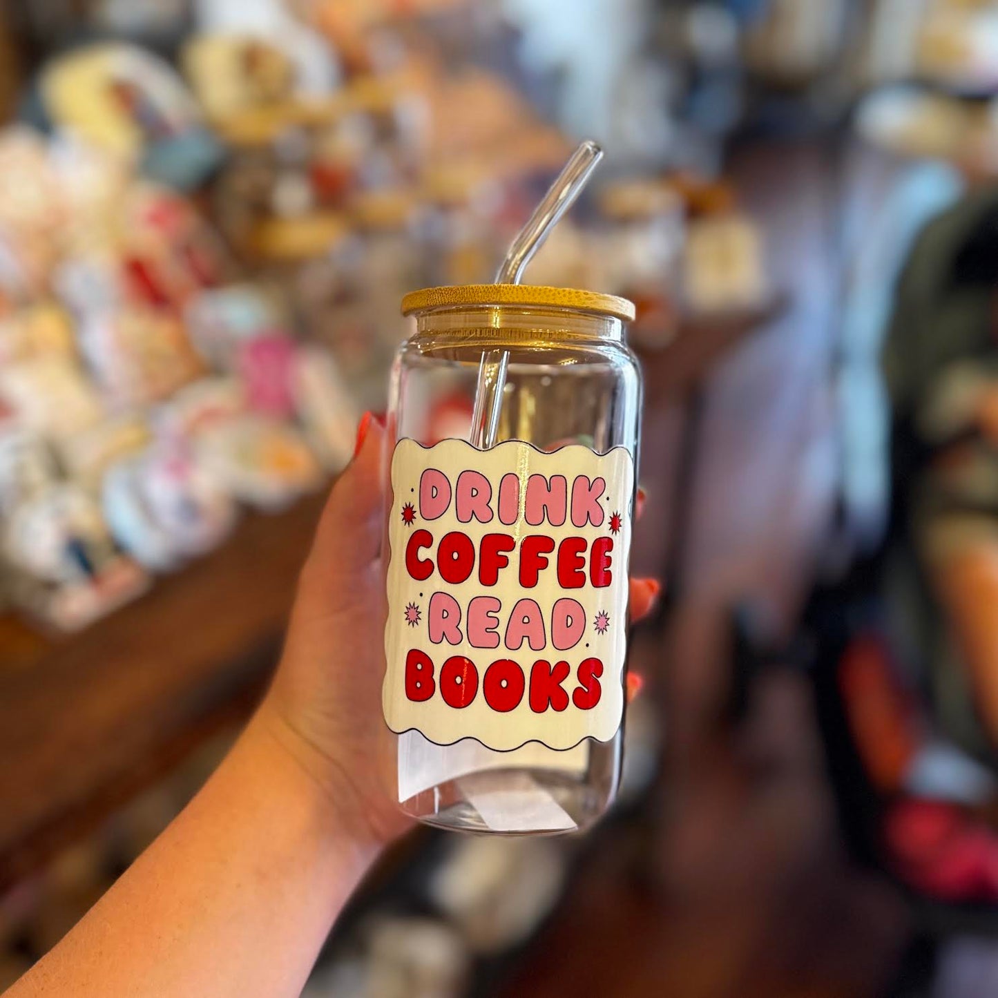 Drink Coffee Read Books Glass Can Cup