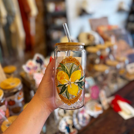 Lemon Frame Glass Can Cup