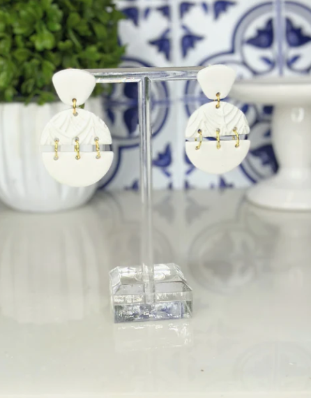 DANGLE THREE PIECE SPLIT CIRCLE WHITE