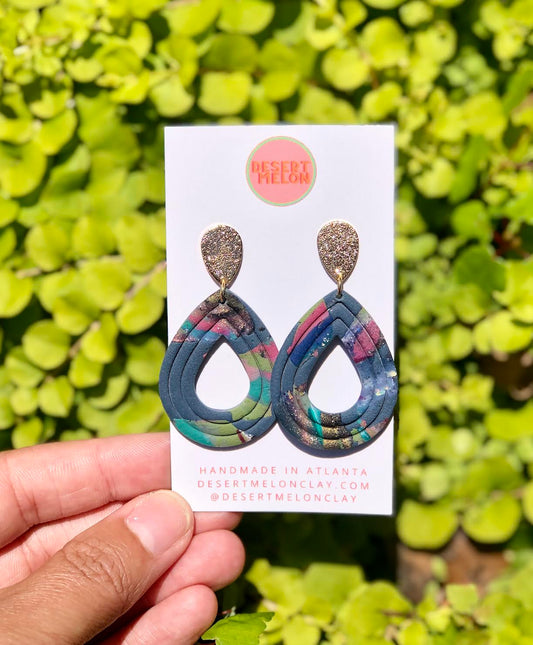 Navy Overlay Embossed Teardrop