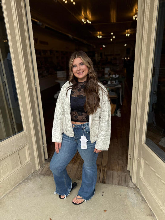 Main strip, gray and cream, Quilted horse jacket