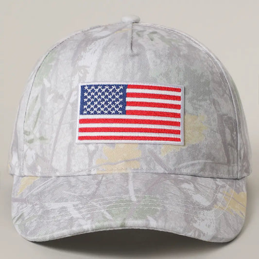 American Flag Embroidered Patch Nature Pattern Cap