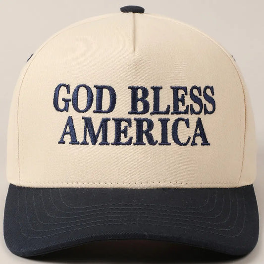 God Bless America Embroidered Two-Tone Canvas Cap