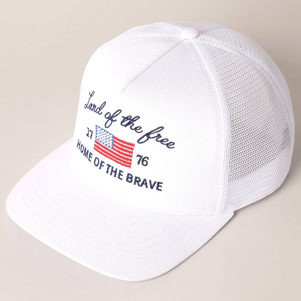 Land Of The Free Embroidery MeshBack Trucker Hat