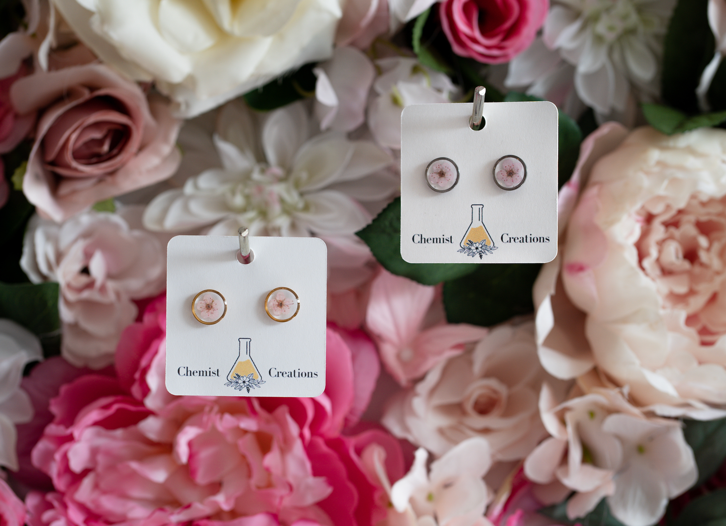 Blossom Real Flower Resin Stud Earrings