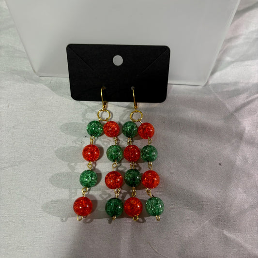 2-Strand Christmas Dangle Earrings