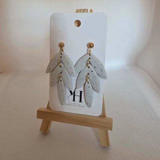 White with Black Peppers Dangle Earrings