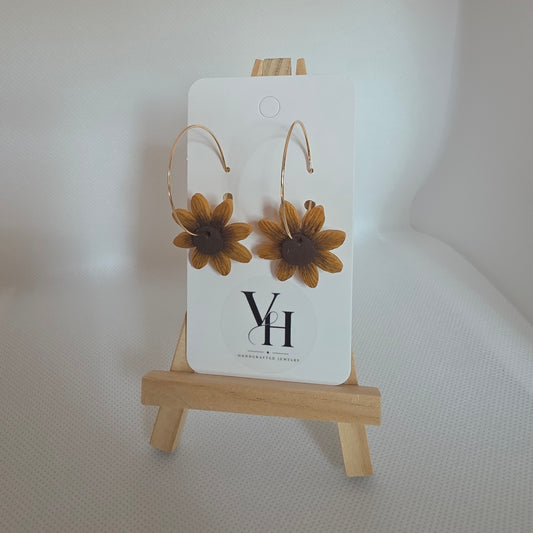 Vintage Sunflower Hoop Earrings