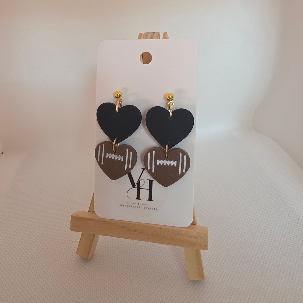 Two Hearts Football Dangle