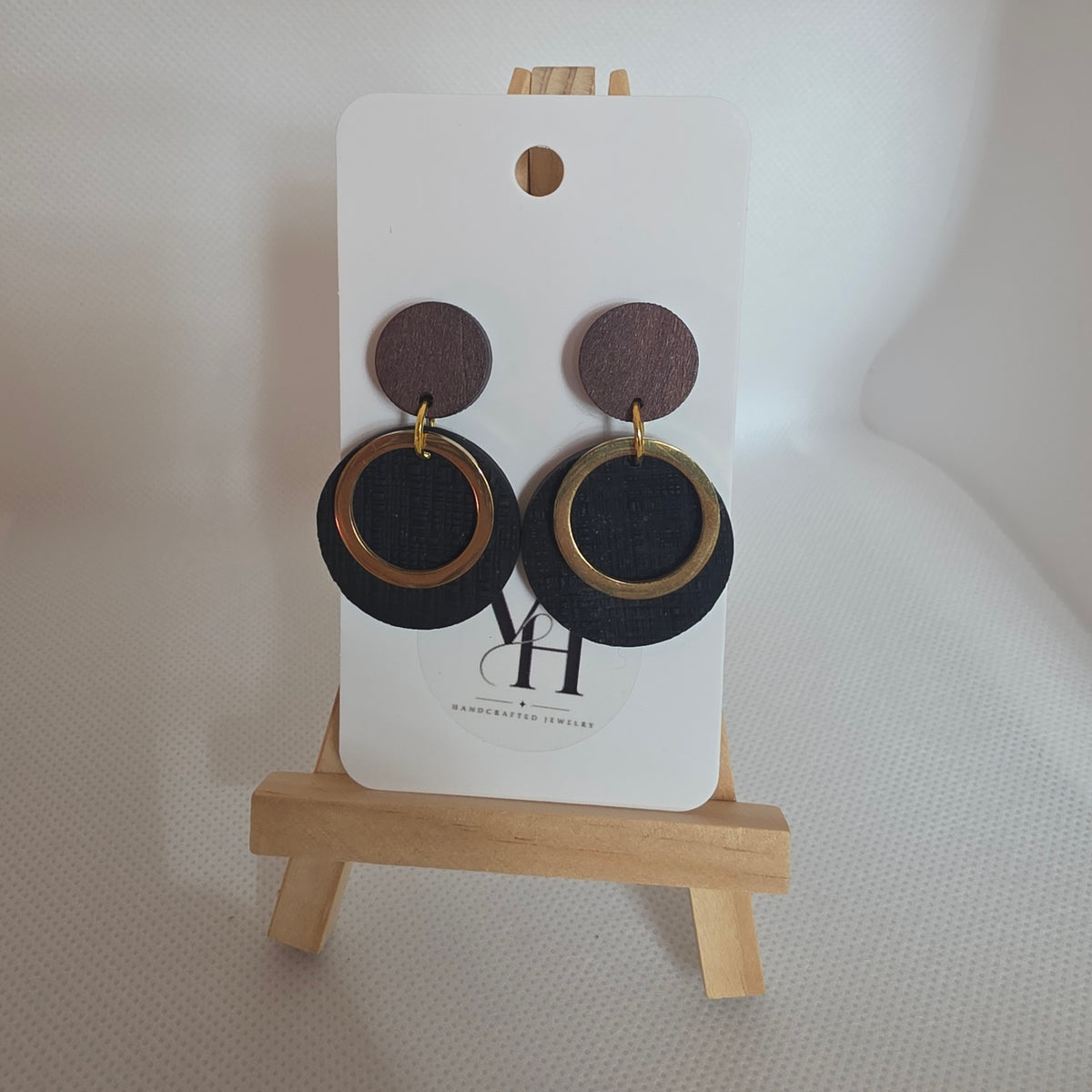 Wooden Element Black Circle Dangle