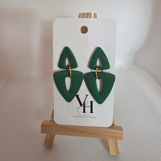 Large Green Triangle Earrings
