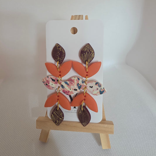 Large Five Piece Floral Dangle Earrings