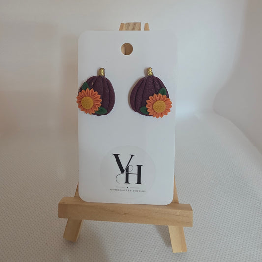 Thankful Burgundy Pumpkin Post Earrings
