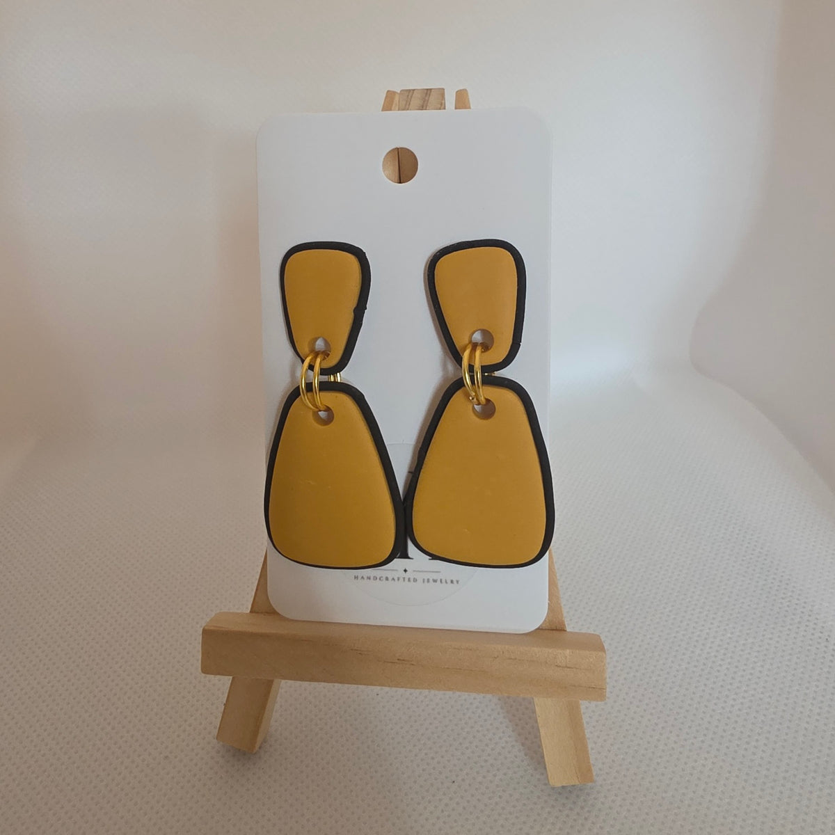 Two Piece Yellow with Brown Element Dangle Earrings