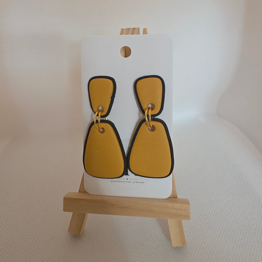 Two Piece Yellow with Brown Element Dangle Earrings