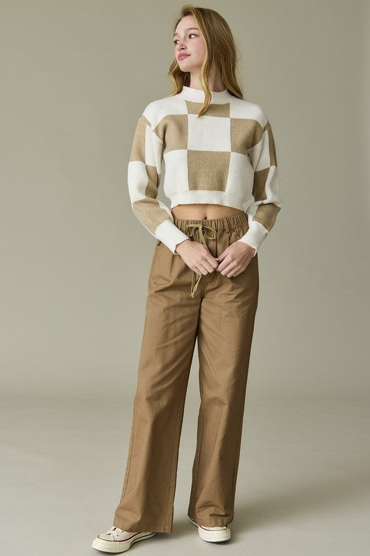 Cropped Checkered Sweater