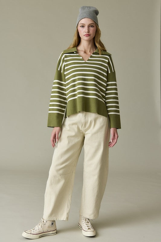 Collared V-Neck Sweater