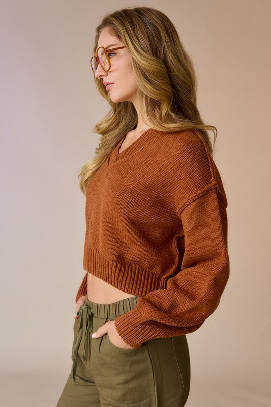 V-neck Stripe Sweater Top