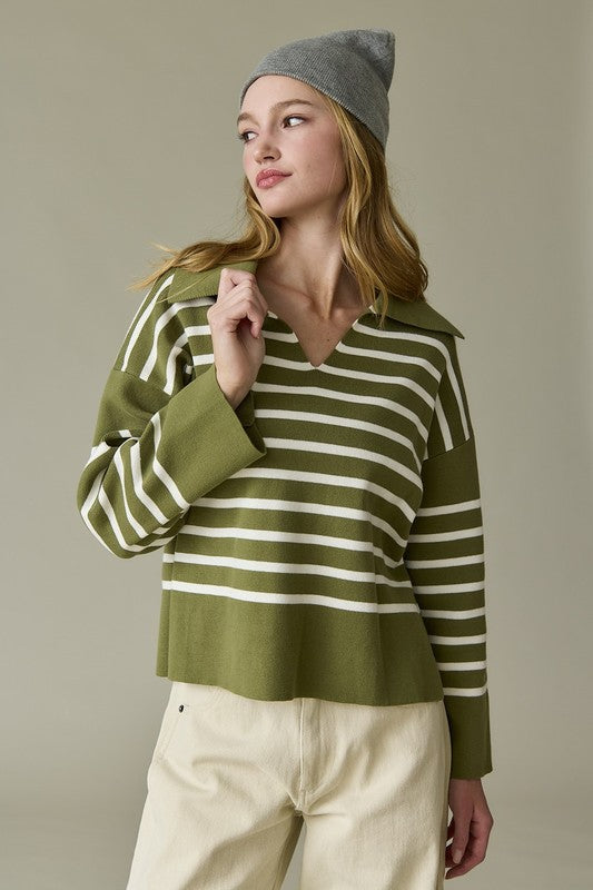 Collared V-Neck Sweater