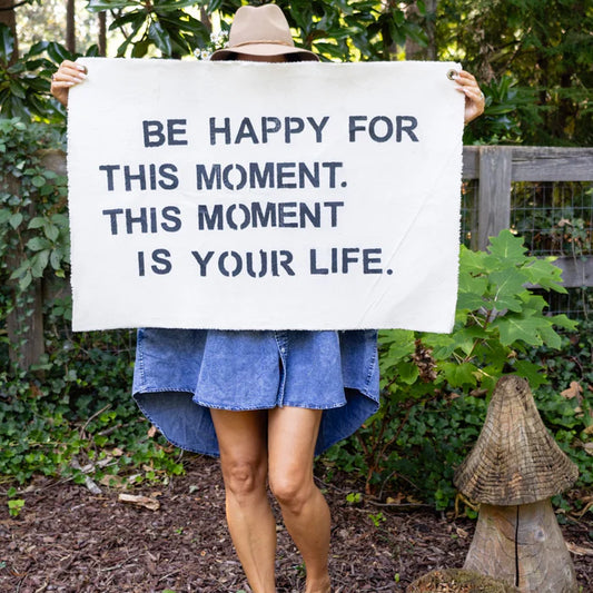 Be Happy For This Moment Hand Painted Wall Hanging - 37"x25"