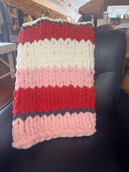 Red, Gray, Pink & White Blanket
